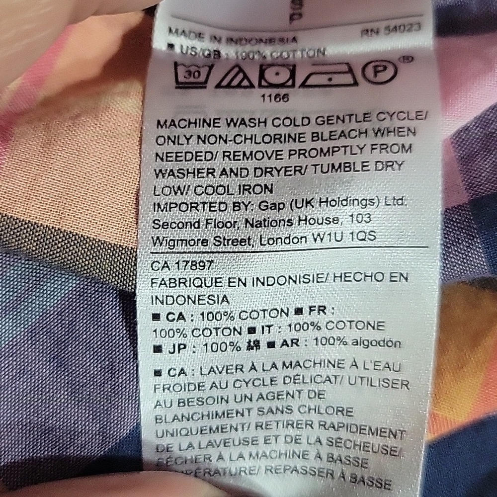 GAP Multicolor Plaid Boyfriend Shirt, 100% Cotton, Size S - Picture 3 of 3